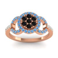 Black Onyx Fashion Ring In 14K Rose Gold With Swiss Blue Topaz And Aquamarine – Zirisa Statement Ring