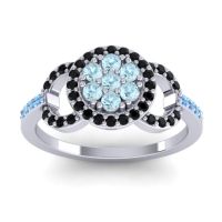 Aquamarine Fashion Ring In 14k White Gold With Black Onyx And Swiss Blue Topaz – Zirisa Statement Ring