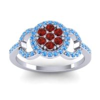 Garnet Fashion Ring In 14k White Gold With Swiss Blue Topaz – Zirisa Statement Ring