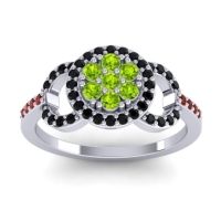 Peridot Fashion Ring In 14k White Gold With Black Onyx And Garnet – Zirisa Statement Ring