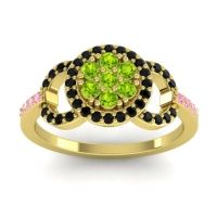 Peridot Fashion Ring In 14k Yellow Gold With Black Onyx And Pink Tourmaline – Zirisa Statement Ring