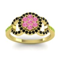 Pink Tourmaline Fashion Ring In 14k Yellow Gold With Black Onyx And Peridot – Zirisa Statement Ring