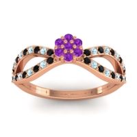 Amethyst Fashion Ring In 18K Rose Gold With Black Onyx And Aquamarine – Gairi Dainty Ring