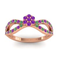Amethyst Fashion Ring In 18K Rose Gold With Emerald – Gairi Dainty Ring