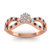 Diamond Fashion Ring In 14K Rose Gold With Aquamarine And Garnet – Gairi Dainty Ring