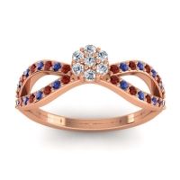 Diamond Fashion Ring In 14K Rose Gold With Garnet And Blue Sapphire – Gairi Dainty Ring