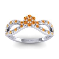 Citrine Fashion Ring In 14k White Gold With Diamond – Gairi Dainty Ring