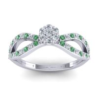 Lab Diamond Fashion Ring In 14k White Gold With Emerald And Diamond – Gairi Dainty Ring