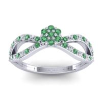 Emerald Fashion Ring In 14k White Gold With Diamond – Gairi Dainty Ring