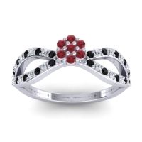 Ruby Fashion Ring In 14k White Gold With Black Onyx And Diamond – Gairi Dainty Ring