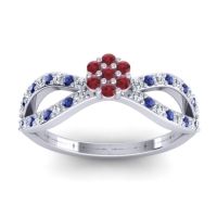 Ruby Fashion Ring In 14k White Gold With Lab Diamond And Blue Sapphire – Gairi Dainty Ring