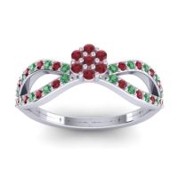 Ruby Fashion Ring In 14k White Gold With Emerald – Gairi Dainty Ring