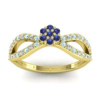 Blue Sapphire Fashion Ring In 14k Yellow Gold With Aquamarine And Diamond – Gairi Dainty Ring