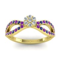 Diamond Fashion Ring In 18k Yellow Gold With Amethyst And Blue Sapphire – Gairi Dainty Ring
