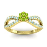 Peridot Fashion Ring In 18k Yellow Gold With Aquamarine – Gairi Dainty Ring
