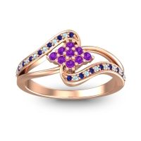 Amethyst Fashion Ring In 14K Rose Gold With Blue Sapphire And Aquamarine – Nakha Statement Ring