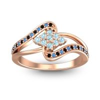 Aquamarine Fashion Ring In 18K Rose Gold With Black Onyx And Swiss Blue Topaz – Nakha Statement Ring