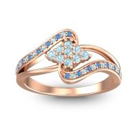Aquamarine Fashion Ring In 14K Rose Gold With Swiss Blue Topaz – Nakha Statement Ring