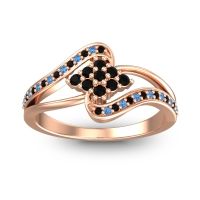 Black Onyx Fashion Ring In 18K Rose Gold With Swiss Blue Topaz – Nakha Statement Ring