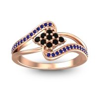 Black Onyx Fashion Ring In 14K Rose Gold With Blue Sapphire – Nakha Statement Ring