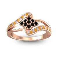 Black Onyx Fashion Ring In 18K Rose Gold With Lab Diamond And Citrine – Nakha Statement Ring