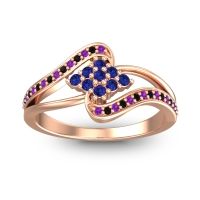Blue Sapphire Fashion Ring In 14K Rose Gold With Amethyst And Black Onyx – Nakha Statement Ring