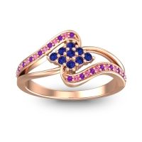 Blue Sapphire Fashion Ring In 14K Rose Gold With Amethyst And Pink Tourmaline – Nakha Statement Ring
