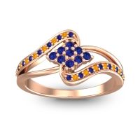 Blue Sapphire Fashion Ring In 14K Rose Gold With Citrine – Nakha Statement Ring