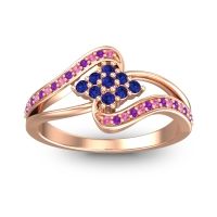 Blue Sapphire Fashion Ring In 14K Rose Gold With Pink Tourmaline And Amethyst – Nakha Statement Ring