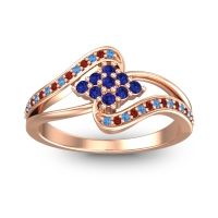 Blue Sapphire Fashion Ring In 14K Rose Gold With Swiss Blue Topaz And Garnet – Nakha Statement Ring
