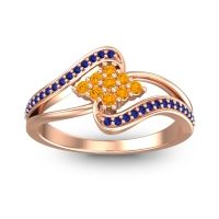 Citrine Fashion Ring In 14K Rose Gold With Blue Sapphire – Nakha Statement Ring