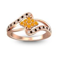 Citrine Fashion Ring In 18K Rose Gold With Lab Diamond And Black Onyx – Nakha Statement Ring