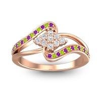 Diamond Fashion Ring In 18K Rose Gold With Amethyst And Peridot – Nakha Statement Ring