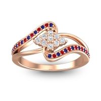 Lab Diamond Fashion Ring In 14K Rose Gold With Blue Sapphire And Ruby – Nakha Statement Ring