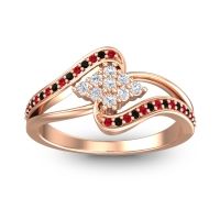 Diamond Fashion Ring In 14K Rose Gold With Ruby And Black Onyx – Nakha Statement Ring