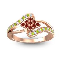Garnet Fashion Ring In 14K Rose Gold With Aquamarine And Peridot – Nakha Statement Ring