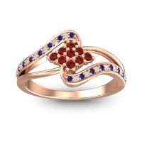 Garnet Fashion Ring In 18K Rose Gold With Blue Sapphire And Lab Diamond – Nakha Statement Ring