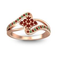Garnet Fashion Ring In 14K Rose Gold With Emerald – Nakha Statement Ring