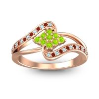 Peridot Fashion Ring In 14K Rose Gold With Aquamarine And Garnet – Nakha Statement Ring