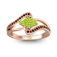 Peridot Fashion Ring In 18K Rose Gold With Black Onyx And Garnet – Nakha Statement Ring