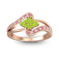 Peridot Fashion Ring In 18K Rose Gold With Pink Tourmaline And Diamond – Nakha Statement Ring