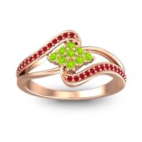 Peridot Fashion Ring In 14K Rose Gold With Ruby – Nakha Statement Ring