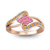 Pink Tourmaline Fashion Ring In 18K Rose Gold With Citrine And Swiss Blue Topaz – Nakha Statement Ring