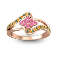 Pink Tourmaline Fashion Ring In 14K Rose Gold With Emerald And Citrine – Nakha Statement Ring
