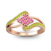Pink Tourmaline Fashion Ring In 18K Rose Gold With Peridot – Nakha Statement Ring