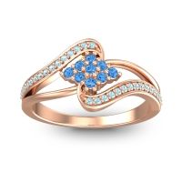 Swiss Blue Topaz Fashion Ring In 14K Rose Gold With Aquamarine – Nakha Statement Ring