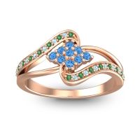 Swiss Blue Topaz Fashion Ring In 14K Rose Gold With Emerald And Aquamarine – Nakha Statement Ring