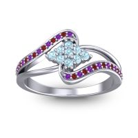 Aquamarine Fashion Ring In Platinum With Amethyst And Garnet – Nakha Statement Ring