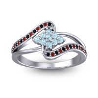 Aquamarine Fashion Ring In Platinum With Black Onyx And Garnet – Nakha Statement Ring
