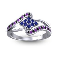 Blue Sapphire Fashion Ring In 14k White Gold With Black Onyx And Amethyst – Nakha Statement Ring